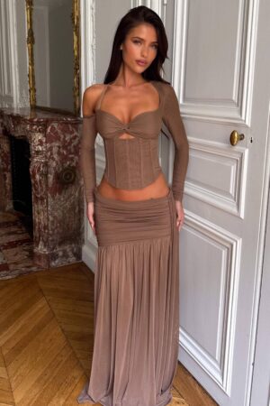 EMBER MAXI SKIRT CHOCOLATE